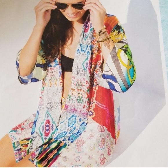 Johnny Was Other - Johnny Was Mixed Print Silk Kimono | XL